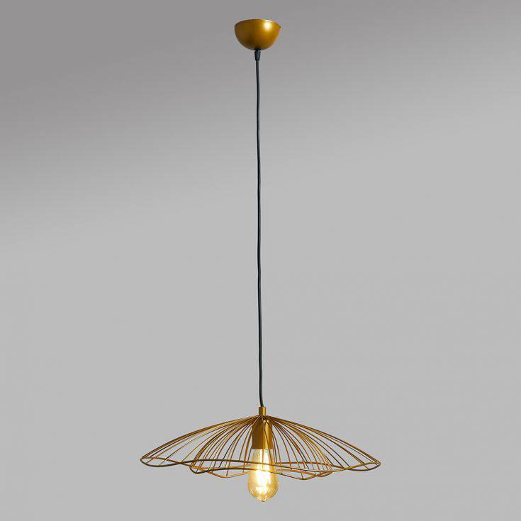 Rhea Gold Ceiling Light With Gold Wire Shade - Comet Lighting