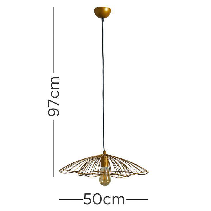 Rhea Gold Ceiling Light With Gold Wire Shade - Comet Lighting