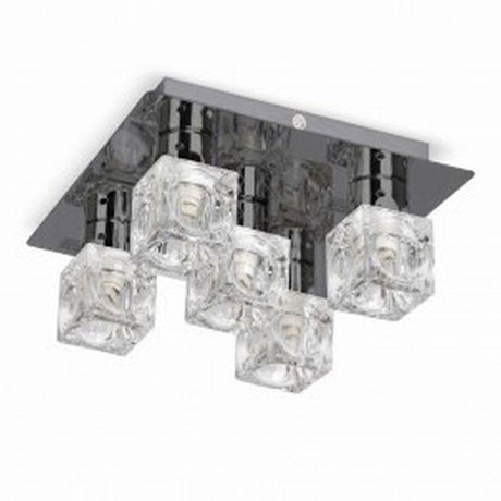 Ritz 5 Way Ceiling Fitting Ice Shades Black - Comet Lighting