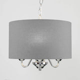 Rocha 3 Way Chrome Ceiling Light With Linen Grey Drum Shade - Comet Lighting