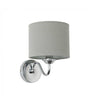 Rocha Single Chrome Wall Light with Linen Grey Drum Shade - Comet Lighting