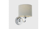 Rocha Single Chrome Wall Light with Linen Grey Drum Shade - Comet Lighting