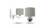 Rocha Single Chrome Wall Light with Linen Grey Drum Shade - Comet Lighting