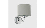 Rocha Single Chrome Wall Light with Linen Grey Drum Shade - Comet Lighting