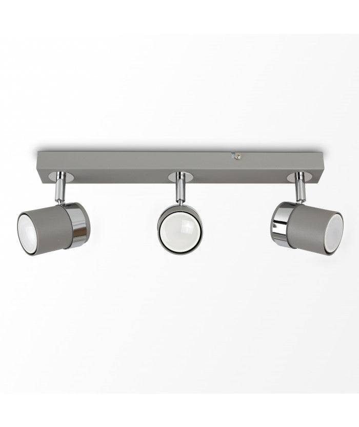 Rosie 3 Way Straight Bar Spot Light Cement/Chrome - Comet Lighting