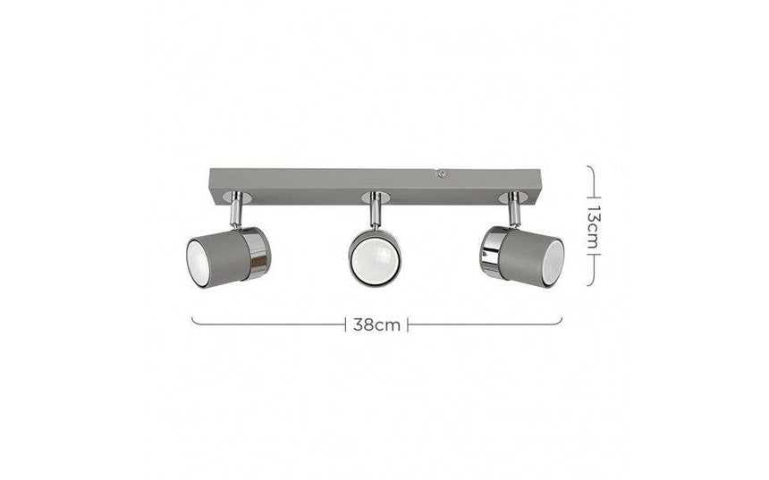 Rosie 3 Way Straight Bar Spot Light Cement/Chrome - Comet Lighting