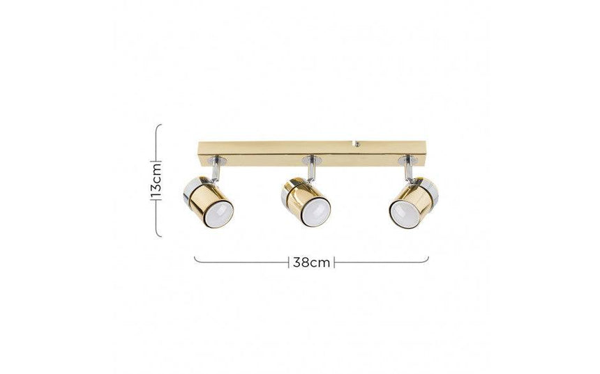 Rosie 3 Way Straight Bar Spot Light Gold - Comet Lighting