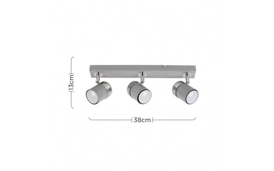 Rosie 3 Way Straight Bar Spot Light Grey - Comet Lighting