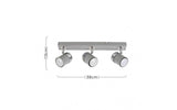 Rosie 3 Way Straight Bar Spot Light Grey - Comet Lighting