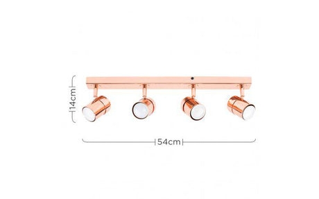 Rosie 4 Way Straight Bar Spotlight Copper - Comet Lighting