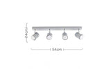 Rosie 4 Way Straight Bar Spotlight Grey / Chrome - Comet Lighting