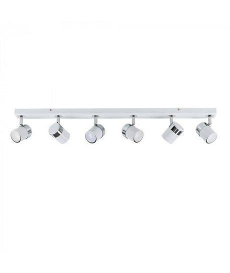 Rosie 6 Way Eyeball Spotlight Bar in White and Chrome - Comet Lighting