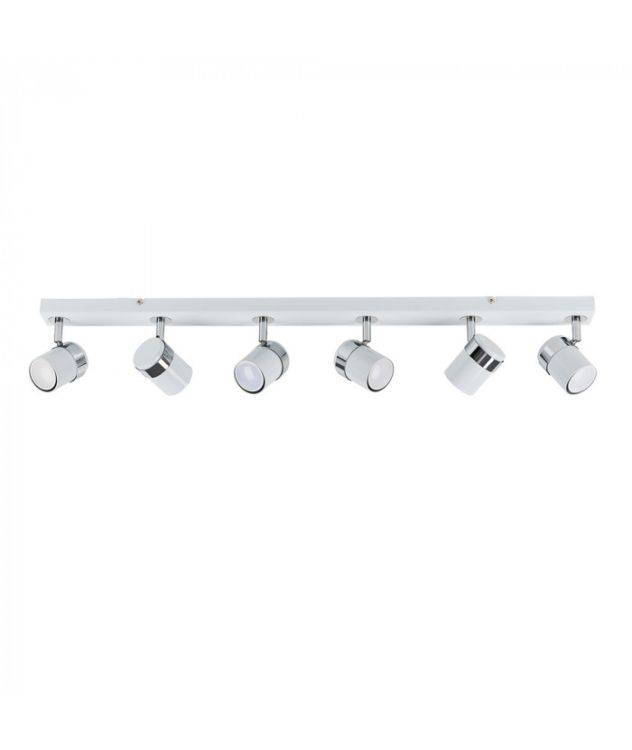 Rosie 6 Way Eyeball Spotlight Bar in White and Chrome - Comet Lighting