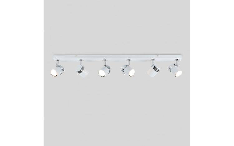 Rosie 6 Way Eyeball Spotlight Bar in White and Chrome - Comet Lighting