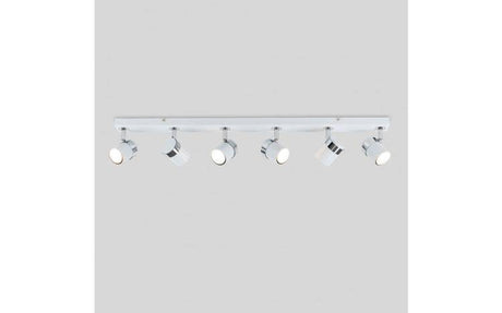 Rosie 6 Way Eyeball Spotlight Bar in White and Chrome - Comet Lighting