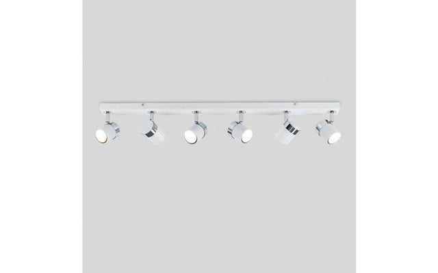 Rosie 6 Way Eyeball Spotlight Bar in White and Chrome - Comet Lighting