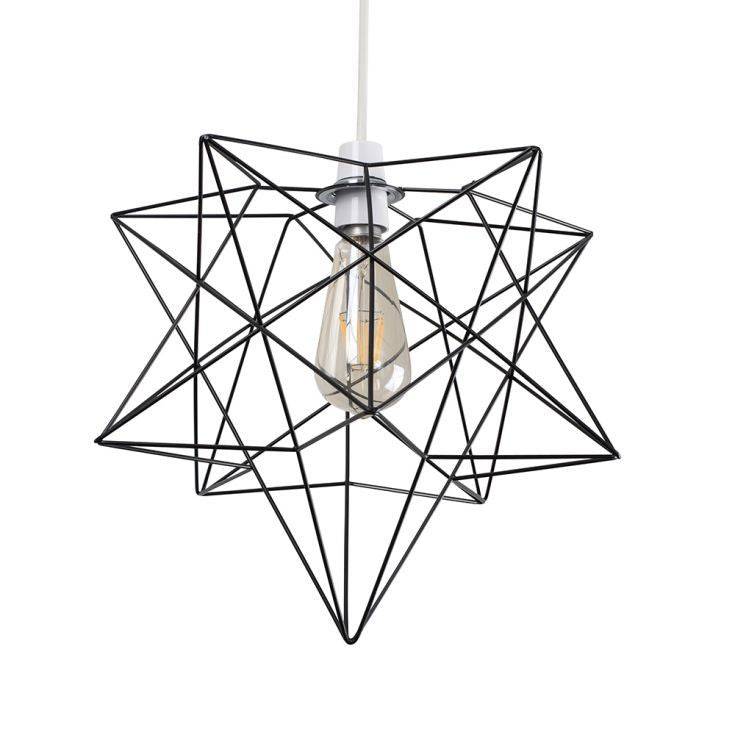 Sadira Matt Black Wire Star Pendant Shade - Comet Lighting