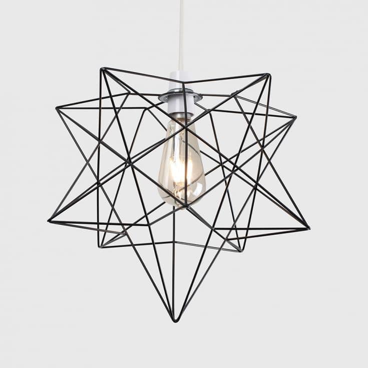 Sadira Matt Black Wire Star Pendant Shade - Comet Lighting