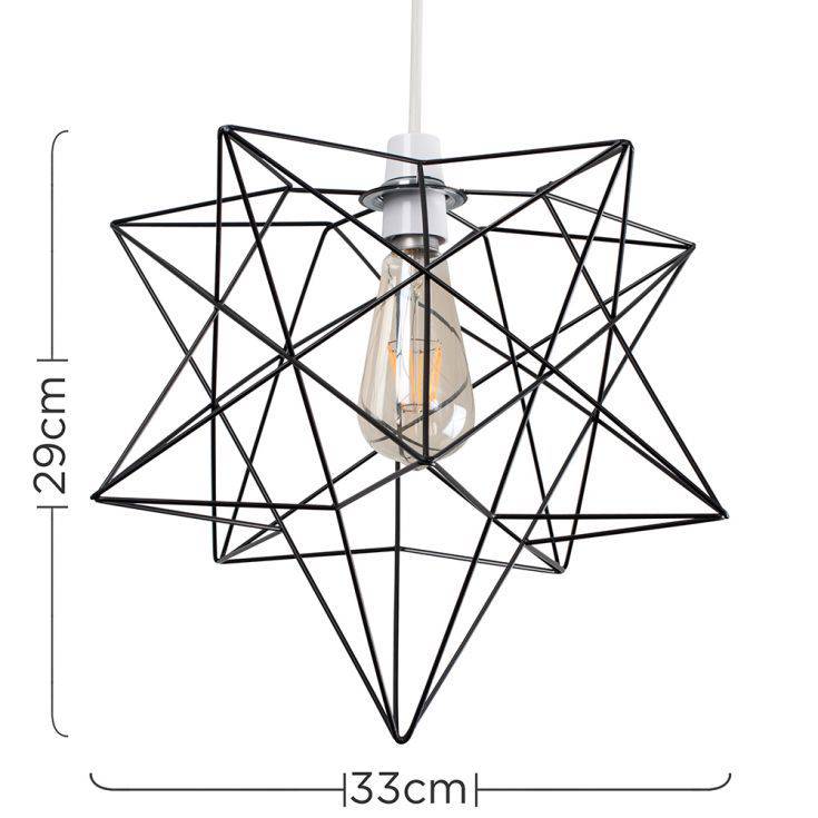 Sadira Matt Black Wire Star Pendant Shade - Comet Lighting