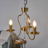 Sadler 3 Way Antique Brass Chandelier With Acrylic Droplets - Comet Lighting