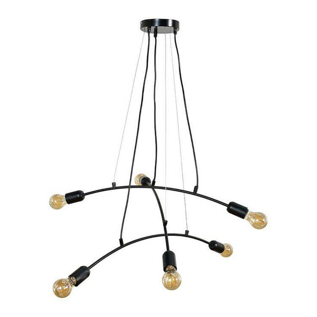 Sandie Matt Black 6 Way Pendant Ceiling Light - Comet Lighting