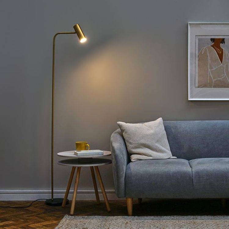 Selbourne Angled Gold Floor Lamp With Black Marble Base - Comet Lighting