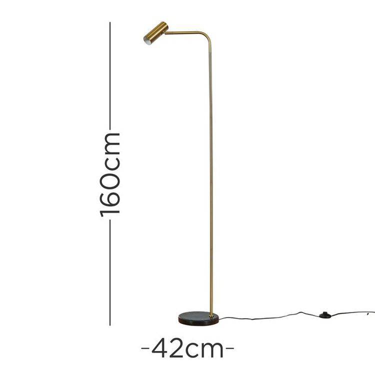 Selbourne Angled Gold Floor Lamp With Black Marble Base - Comet Lighting