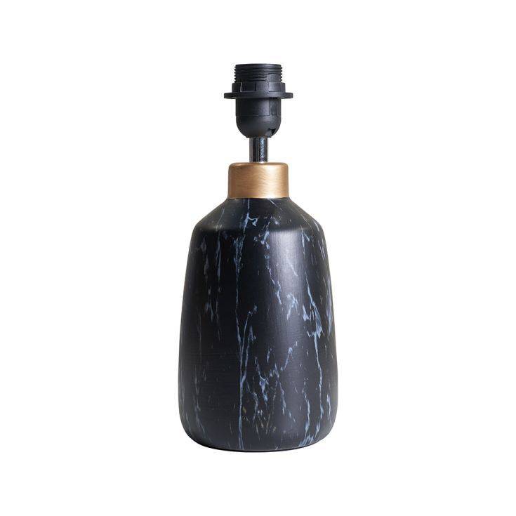 Selma Black Marble Effect Table Lamp With Copper Cap - Comet Lighting