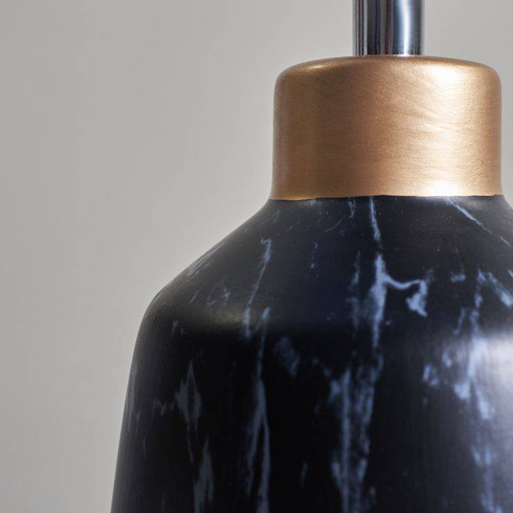 Selma Black Marble Effect Table Lamp With Copper Cap - Comet Lighting