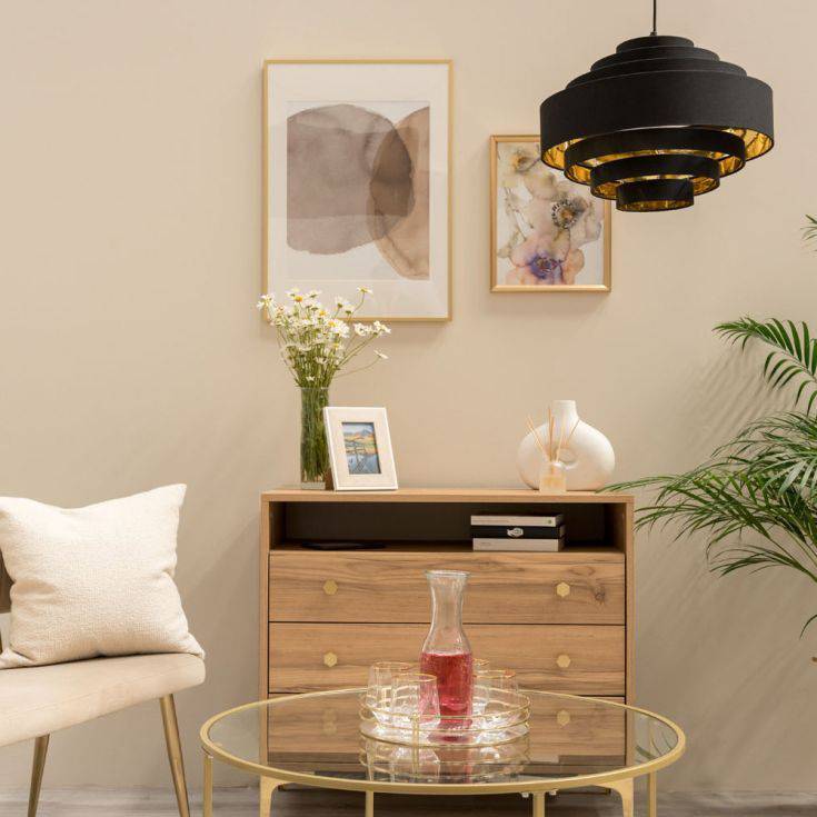 Sette 7 Layer Black Easy Fit Pendant Shade With Gold Inner - Comet Lighting