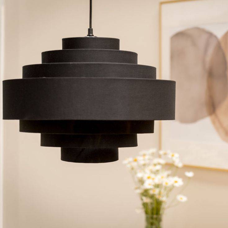 Sette 7 Layer Black Easy Fit Pendant Shade With Gold Inner - Comet Lighting