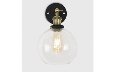 Sheridan Steampunk Wall Light Clear Glass Shade - Comet Lighting