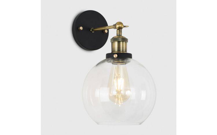 Sheridan Steampunk Wall Light Clear Glass Shade - Comet Lighting