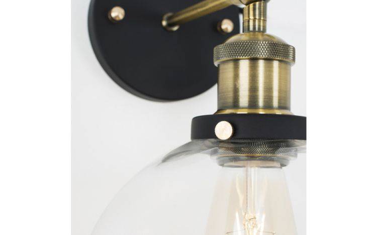 Sheridan Steampunk Wall Light Clear Glass Shade - Comet Lighting