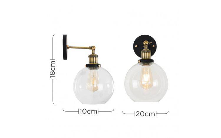 Sheridan Steampunk Wall Light Clear Glass Shade - Comet Lighting