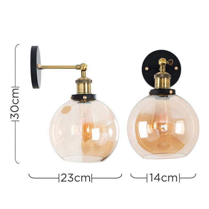 Sheridan Wall Light With Amber Glass Shade - Comet Lighting