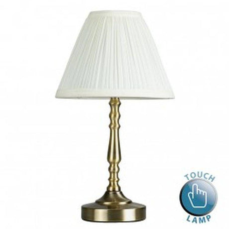 Sienna Brass Touch Table Lamp Pleated Shade - Comet Lighting