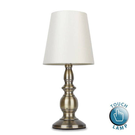 Sierra Touch Table Lamp Brassed Cream Shade - Comet Lighting