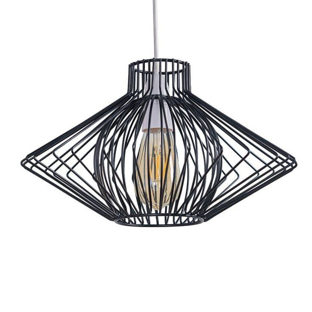 Sinat Black Wire Frame Pendant Shade - Comet Lighting