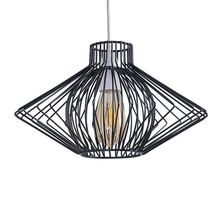 Sinat Black Wire Frame Pendant Shade - Comet Lighting