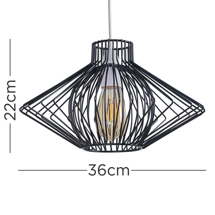 Sinat Black Wire Frame Pendant Shade - Comet Lighting