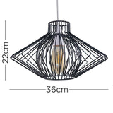 Sinat Black Wire Frame Pendant Shade - Comet Lighting