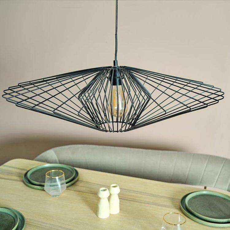 Sinat XL Black Wire Pendant Ceiling Shade - Comet Lighting