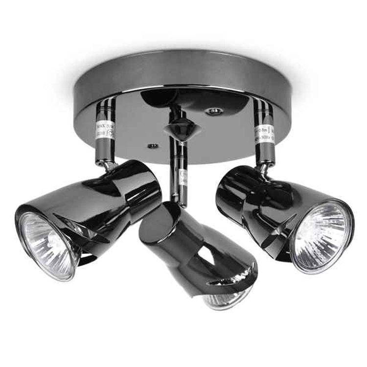 Sleek 3 Way Round Plate Spotlight Black Chrome - Comet Lighting