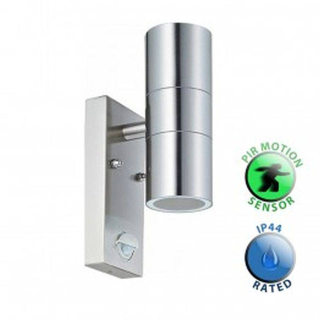 Stainless Steel Outdoor Up Down PIR Wall Light - Comet Lighting