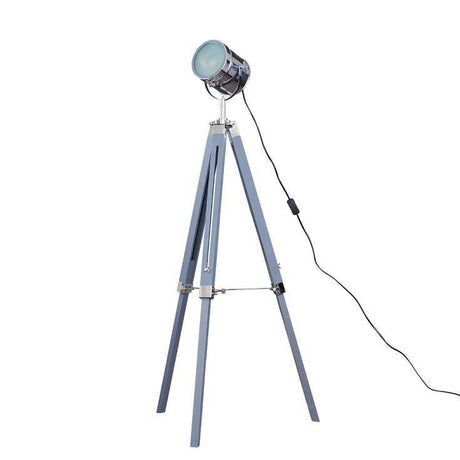 Starboard Spotlight Cool Grey and Chrome Tripod Floor Lamp - Comet Lighting