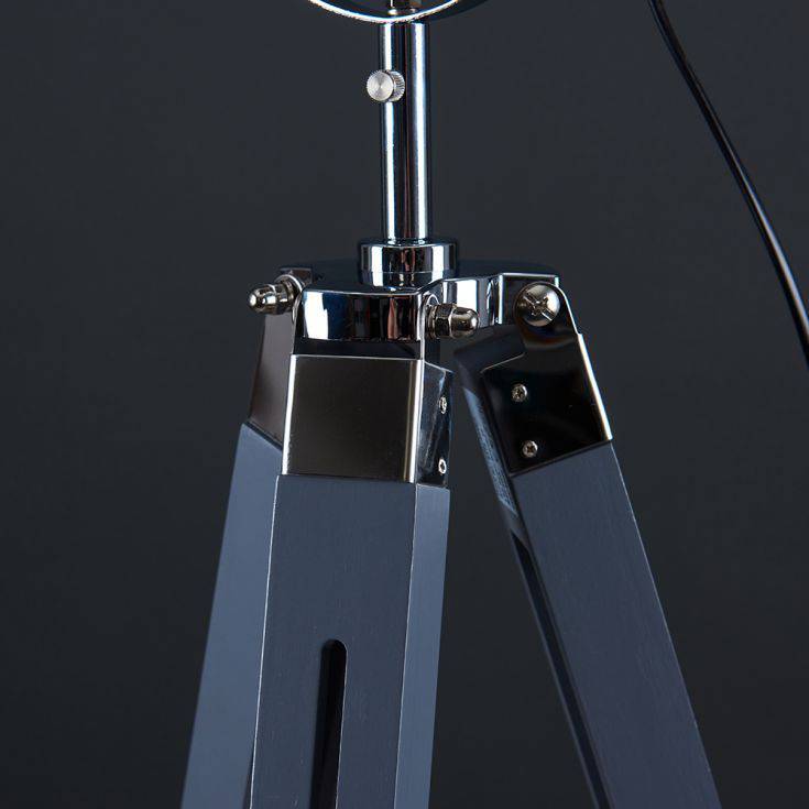 Starboard Spotlight Cool Grey and Chrome Tripod Floor Lamp - Comet Lighting