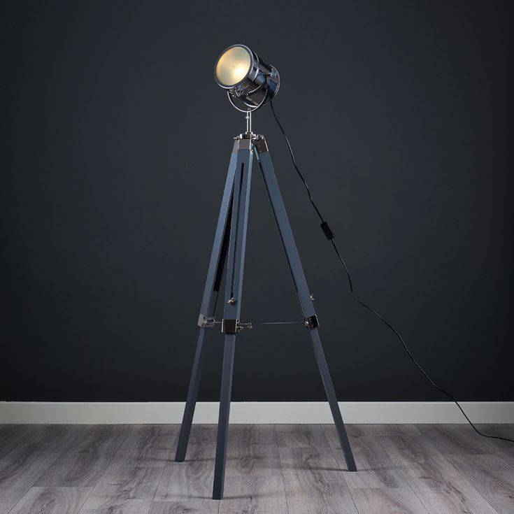 Starboard Spotlight Cool Grey and Chrome Tripod Floor Lamp - Comet Lighting