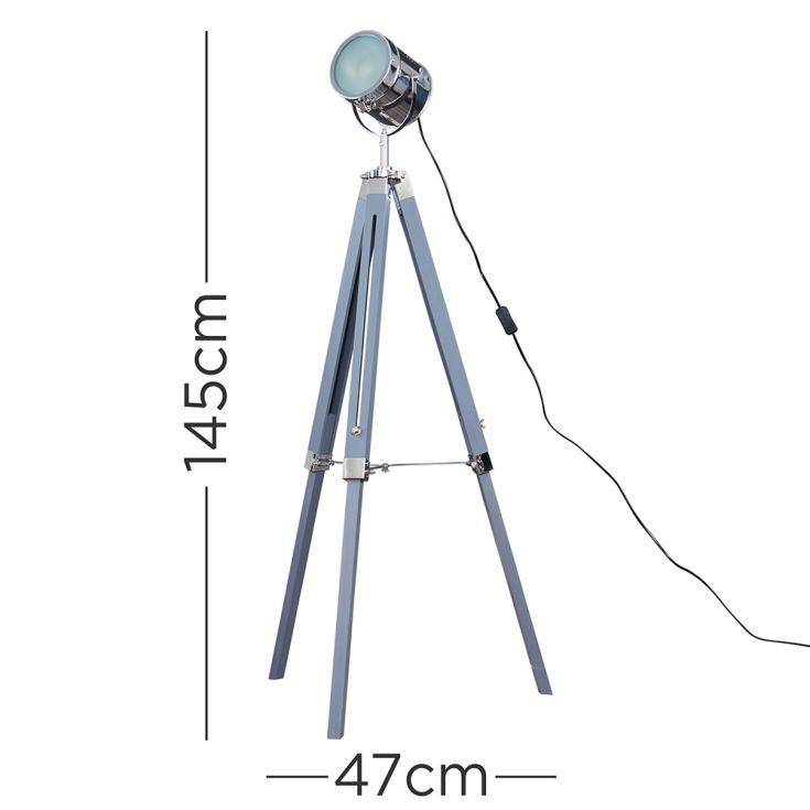 Starboard Spotlight Cool Grey and Chrome Tripod Floor Lamp - Comet Lighting