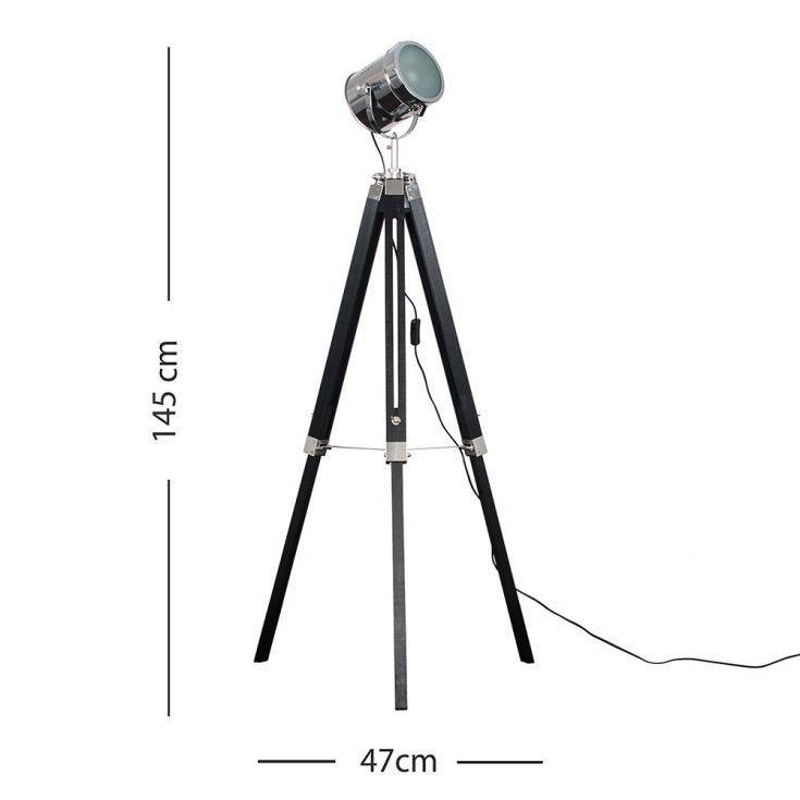 Starboard Spotlight Matt Black And Chrome Tripod Floor Lamp - Comet Lighting